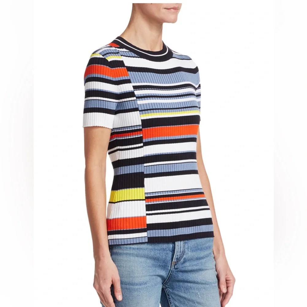 Rag & Bone Mason Ribbed Asymmetric Stripe Tee - Picture 8 of 9
